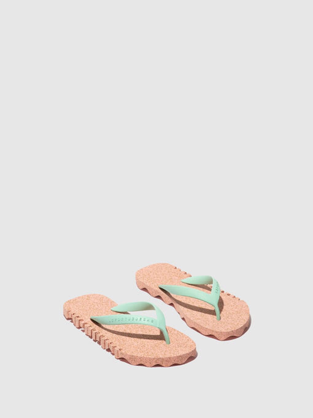 Asportuguesas Bumpy Varvastossut Pink & Mint Strap - Naisten Beach Varvastossut ASPP018351FI Pinkki